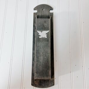 Vintage Black Faux Wood Match Holder | Wall Mounted Eagle Decor